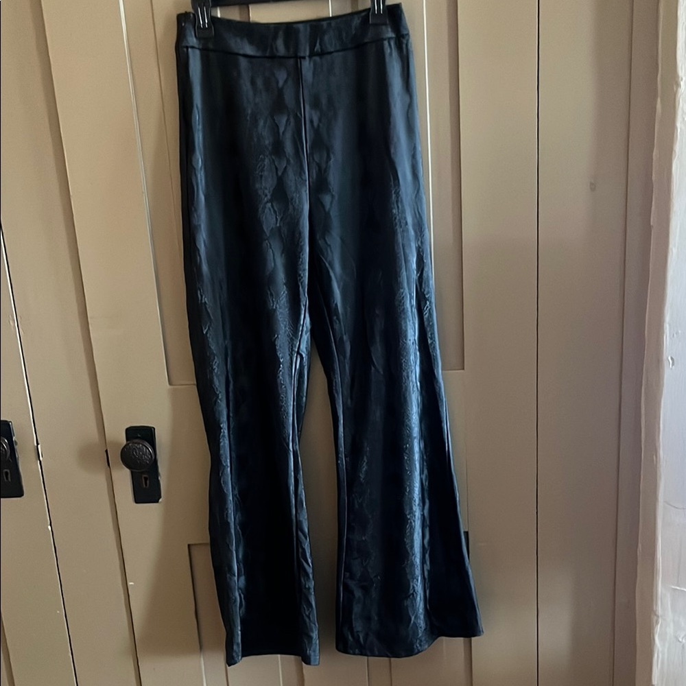 Snakeskin Chic Black Flared Pants